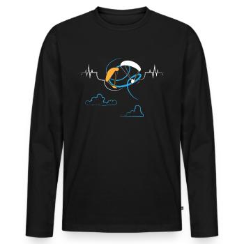 Parapente parapente battement de coeur ECG - T-shirt manches longues Premium bio Homme - noir - Devant - Nico (187cm)