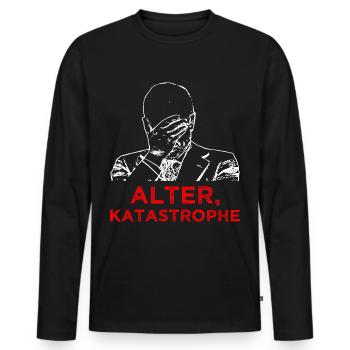 Alter Katastrophe - Männer Premium Bio Langarmshirt - Schwarz - Vorne - Nico (187cm)