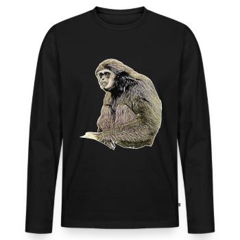 Gibbon - Männer Premium Bio Langarmshirt - Schwarz - Vorne - Nico (187cm)