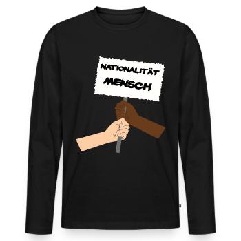 Antifaschismus Nationalität Mensch Antirassismus - Männer Premium Bio Langarmshirt - Schwarz - Vorne - Nico (187cm)