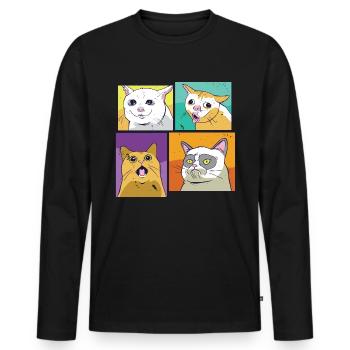 Meme cats - Men's Premium Organic Long Sleeve Shirt - black - Front - Nico (187cm)