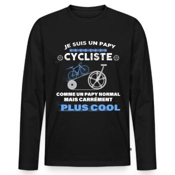 Velo papy cycliste original - T-shirt manches longues Premium bio Homme - noir - Devant - Nico (187cm)