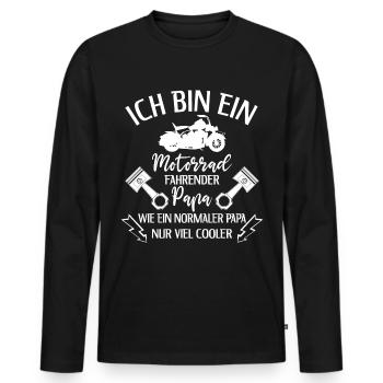 Ich bin ein Motorrad Fahrender Papa Motorradpapa - Männer Premium Bio Langarmshirt - Schwarz - Vorne - Nico (187cm)