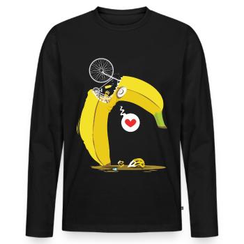 Rennrad Banane - Männer Premium Bio Langarmshirt - Schwarz - Vorne - Nico (187cm)