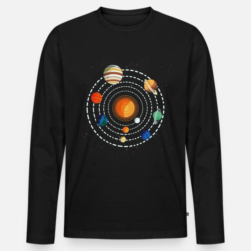 Sonnensystem - Männer Premium Bio Langarmshirt - Schwarz
