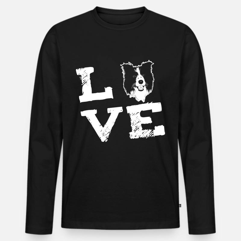LOVE - Border Collie - Männer Premium Bio Langarmshirt - Schwarz