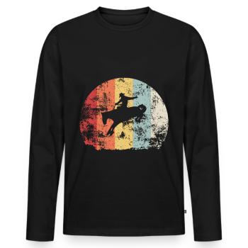 Far West Cowboy Western cadeau de rodéo rétro - T-shirt manches longues Premium bio Homme - noir - Devant - Nico (187cm)