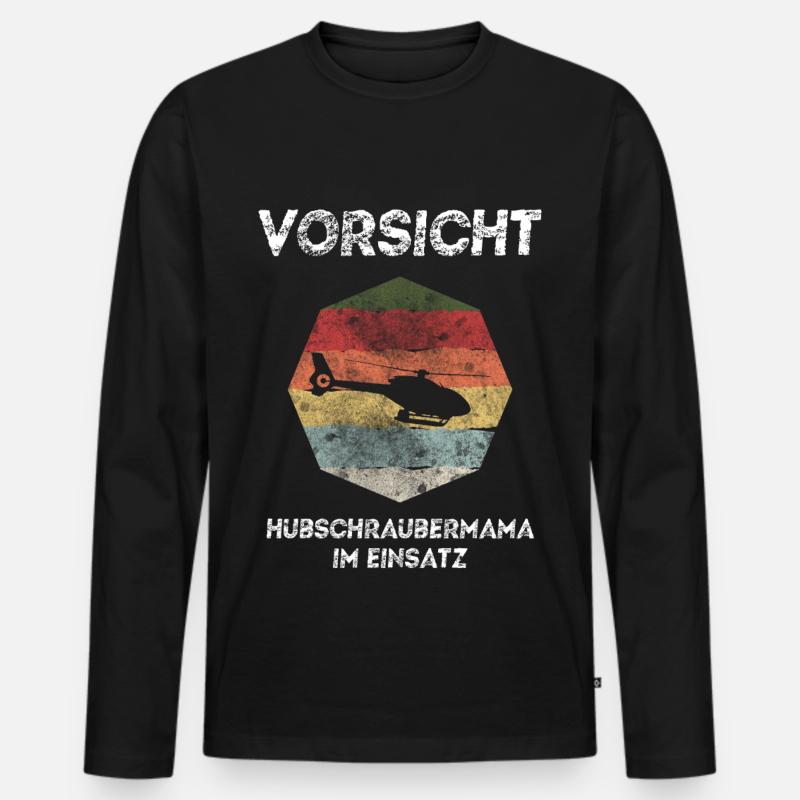 Hubschrauber Mutter - aus Liebe zum Kind Geschenk - Männer Premium Bio Langarmshirt - Schwarz