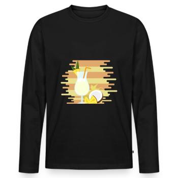 Recette de cocktail de boissons savoureuses Pina Colada - T-shirt manches longues Premium bio Homme - noir - Devant - Nico (187cm)