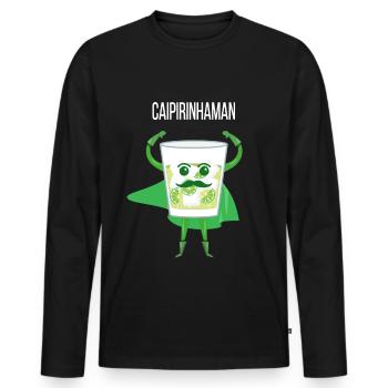 Caipirinha Lustig Witzig Superheld Cocktail - Männer Premium Bio Langarmshirt - Schwarz - Vorne - Nico (187cm)