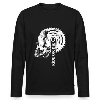Ride or the skull sprocket pedals bicycle MTB - Men's Premium Organic Long Sleeve Shirt - black - Front - Nico (187cm)