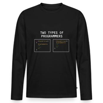 Two types of programmers PHP HTML IT Developer - Men's Premium Organic Long Sleeve Shirt - black - Front - Nico (187cm)