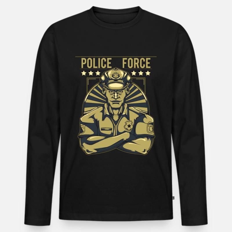 Polizei - Männer Premium Bio Langarmshirt - Schwarz