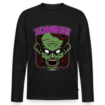 zombies - T-shirt manches longues Premium bio Homme - noir - Devant - Nico (187cm)