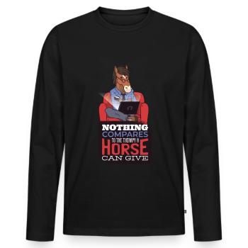 Horses therapy - Men's Premium Organic Long Sleeve Shirt - black - Front - Nico (187cm)