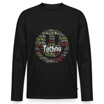 TECHNO Smile | Rave Party Musik DJ Geschenk - Männer Premium Bio Langarmshirt - Schwarz - Vorne - Nico (187cm)