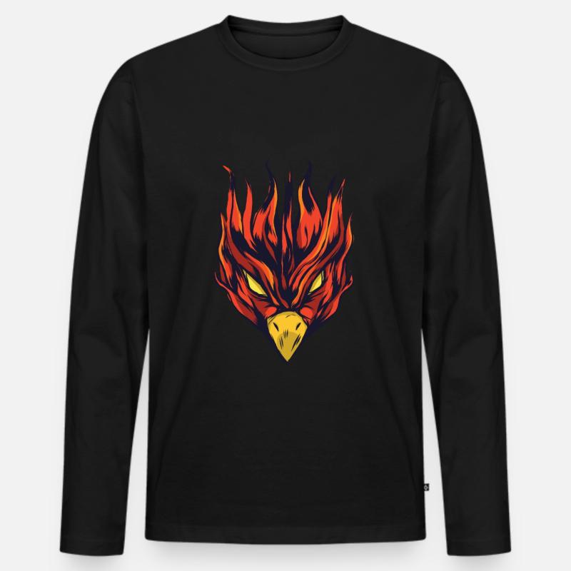 Brennender Phoenix - Burning Phönix - Männer Premium Bio Langarmshirt - Schwarz