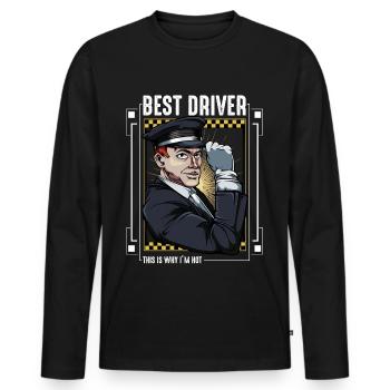 taxi - Men's Premium Organic Long Sleeve Shirt - black - Front - Nico (187cm)