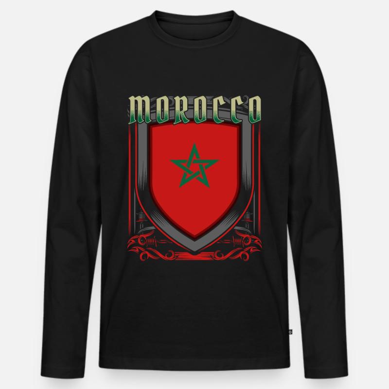 Marokko - Männer Premium Bio Langarmshirt - Schwarz