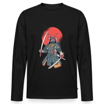 Samurai Fighter - martial arts gift - Men's Premium Organic Long Sleeve Shirt - black - Front - Nico (187cm)