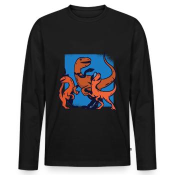 Papa Dino Vatertag - Männer Premium Bio Langarmshirt - Schwarz - Vorne - Nico (187cm)