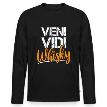 Chemise de déclaration drôle de whisky Veni Vidi Bourbon - T-shirt manches longues Premium bio Homme - noir - Devant - Nico (187cm)