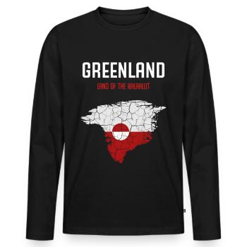 Greenland - Men's Premium Organic Long Sleeve Shirt - black - Front - Nico (187cm)