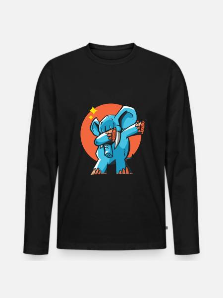 Dab Elefant - Männer Premium Bio Langarmshirt - Schwarz