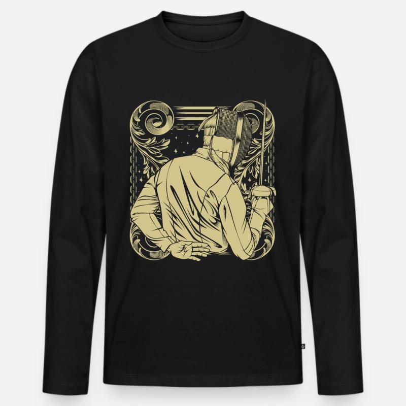 Fechten - Männer Premium Bio Langarmshirt - Schwarz