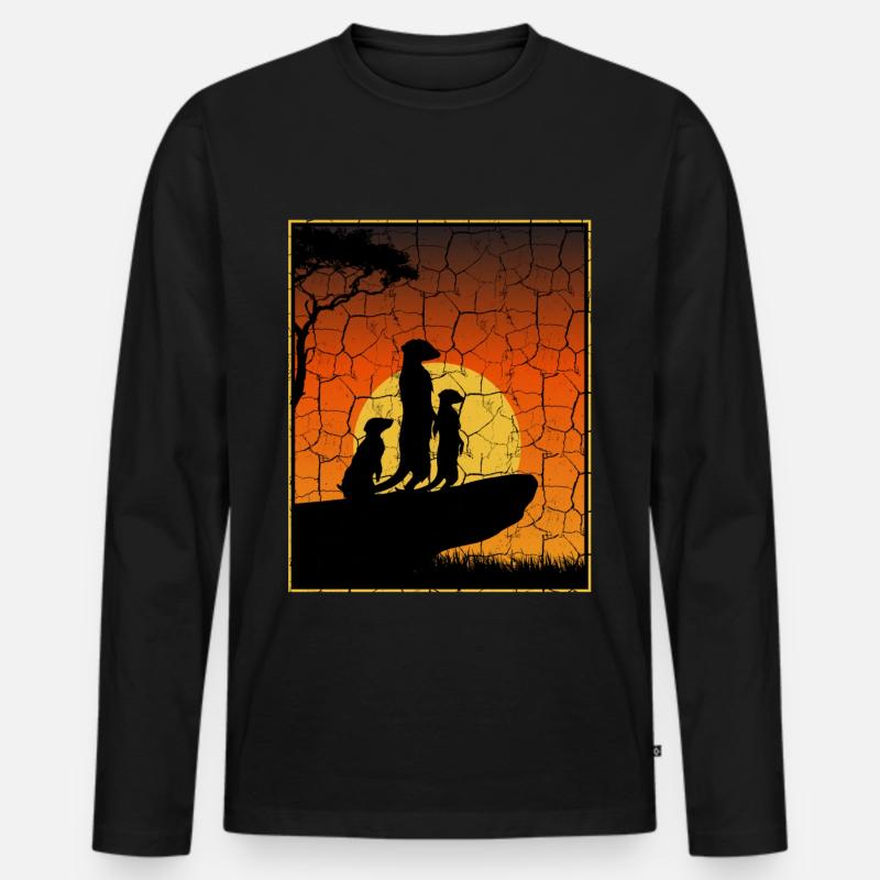 Erdmännchen - Männer Premium Bio Langarmshirt - Schwarz