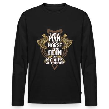Odin - der Göttervater der Mythologie - Männer Premium Bio Langarmshirt - Schwarz - Vorne - Nico (187cm)