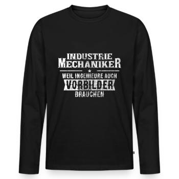 Industriemechaniker | Schlosser Werkstatt Geschenk - Männer Premium Bio Langarmshirt - Schwarz - Vorne - Nico (187cm)