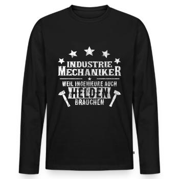 Industriemechaniker | Schlosser Werkstatt Geschenk - Männer Premium Bio Langarmshirt - Schwarz - Vorne - Nico (187cm)