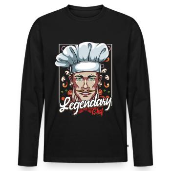 Chefkoch - Männer Premium Bio Langarmshirt - Schwarz - Vorne - Nico (187cm)