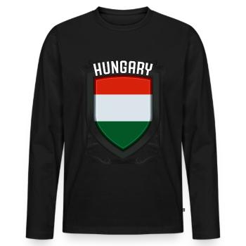 Hungary - Men's Premium Organic Long Sleeve Shirt - black - Front - Nico (187cm)