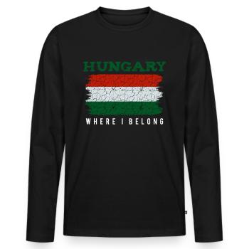 Hungary - Men's Premium Organic Long Sleeve Shirt - black - Front - Nico (187cm)