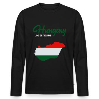 Hungary - Men's Premium Organic Long Sleeve Shirt - black - Front - Nico (187cm)