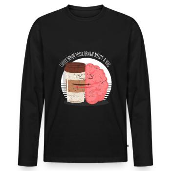 Coffee Brain Drink Saying Funny - Men's Premium Organic Long Sleeve Shirt - black - Front - Nico (187cm)