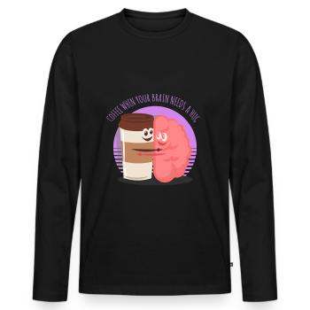 Coffee Brain Drink Saying Funny - Men's Premium Organic Long Sleeve Shirt - black - Front - Nico (187cm)