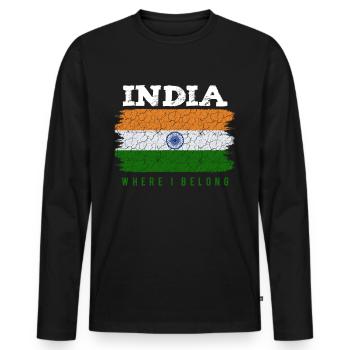 Inde - T-shirt manches longues Premium bio Homme - noir - Devant - Nico (187cm)
