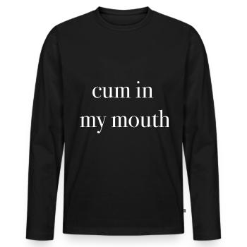 sperme dans ma bouche sperme dans ma bouche drôle - T-shirt manches longues Premium bio Homme - noir - Devant - Nico (187cm)