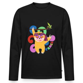 Sloth Lazy Peace Free Hippie Bund Funny - Men's Premium Organic Long Sleeve Shirt - black - Front - Nico (187cm)