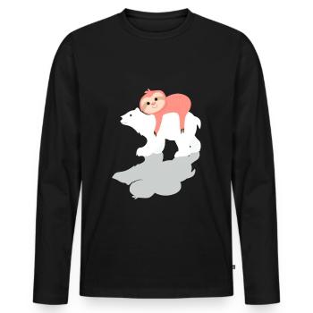 Sloth Lazy Polar Bear Bear Sleeping Lying tired - Men's Premium Organic Long Sleeve Shirt - black - Front - Nico (187cm)