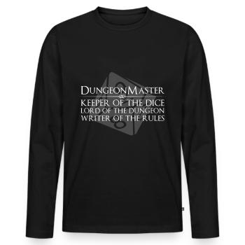 Maître de donjon | Cadeau de jeu de table RPG sur table - T-shirt manches longues Premium bio Homme - noir - Devant - Nico (187cm)