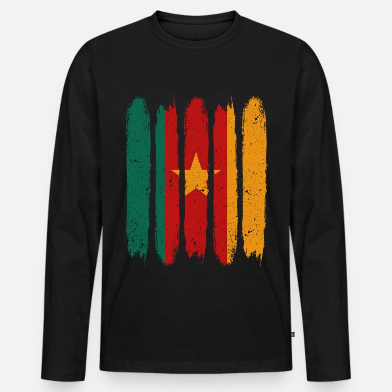 Kamerun - Männer Premium Bio Langarmshirt - Schwarz
