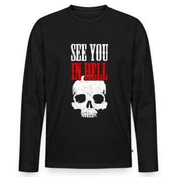 On se voit en enfer - Au revoir en enfer - T-shirt manches longues Premium bio Homme - noir - Devant - Nico (187cm)