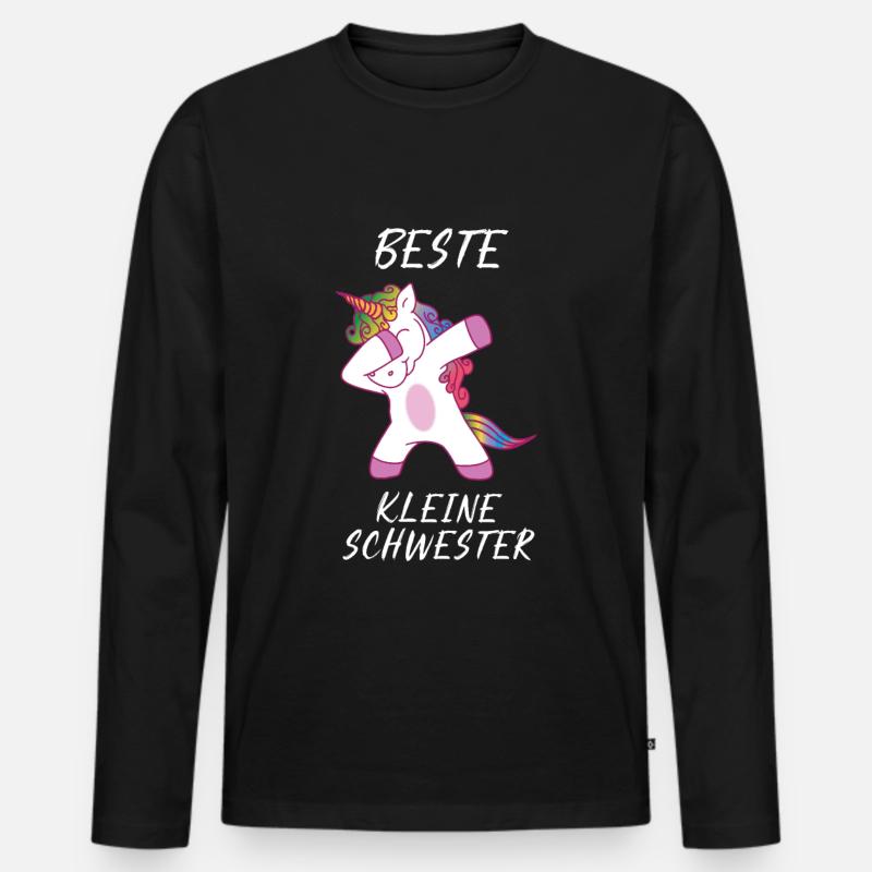 Beste kleine Schwester Einhorn dab - Männer Premium Bio Langarmshirt - Schwarz