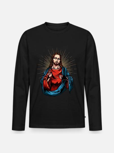 Jesus Christ - Men's Premium Organic Long Sleeve Shirt - black