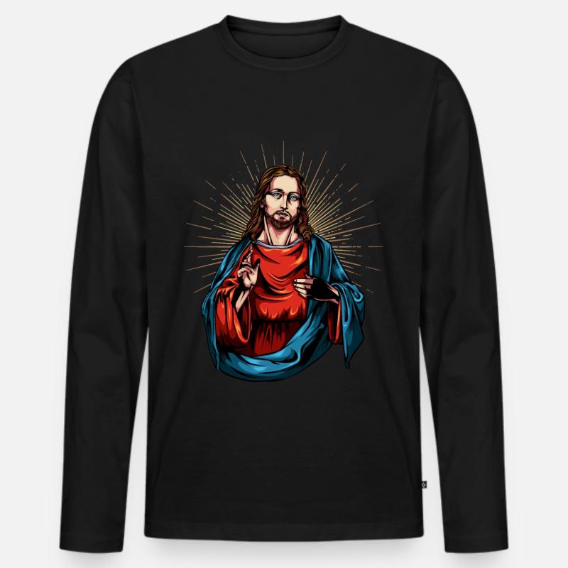 Jesus Christus - Männer Premium Bio Langarmshirt - Schwarz