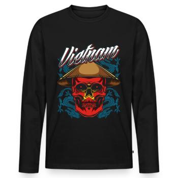 Vietnam - Men's Premium Organic Long Sleeve Shirt - black - Front - Nico (187cm)